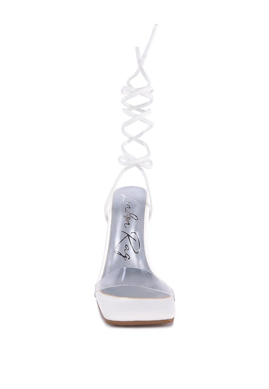 SCANSTA LACE UP DIAMANTE HIGH HEEL SANDAL - Faylinn & Co