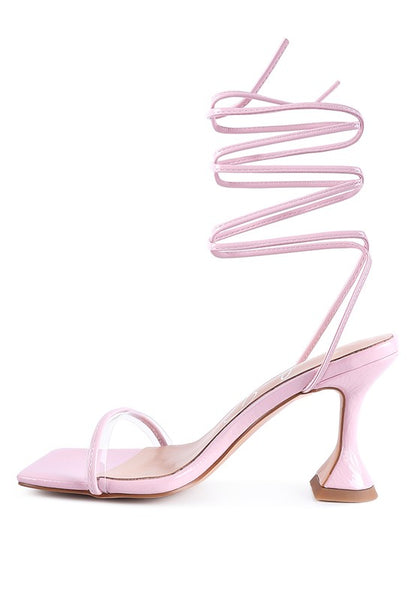 BITEN BERRY SPOOL HEELED LACE UP SANDAL - Faylinn & Co