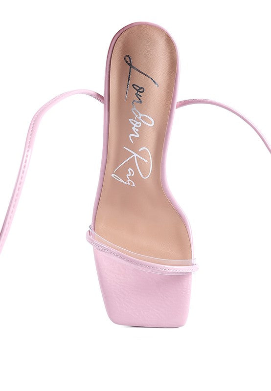 BITEN BERRY SPOOL HEELED LACE UP SANDAL - Faylinn & Co