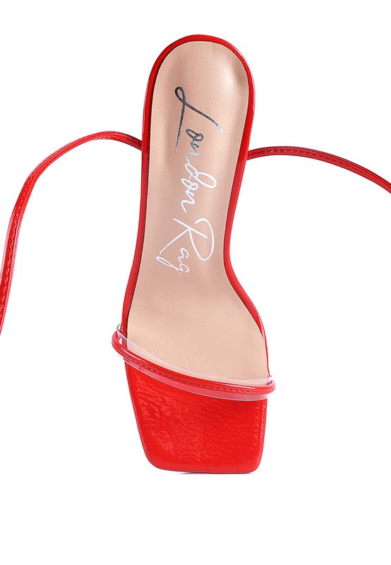 BITEN BERRY SPOOL HEELED LACE UP SANDAL - Faylinn & Co
