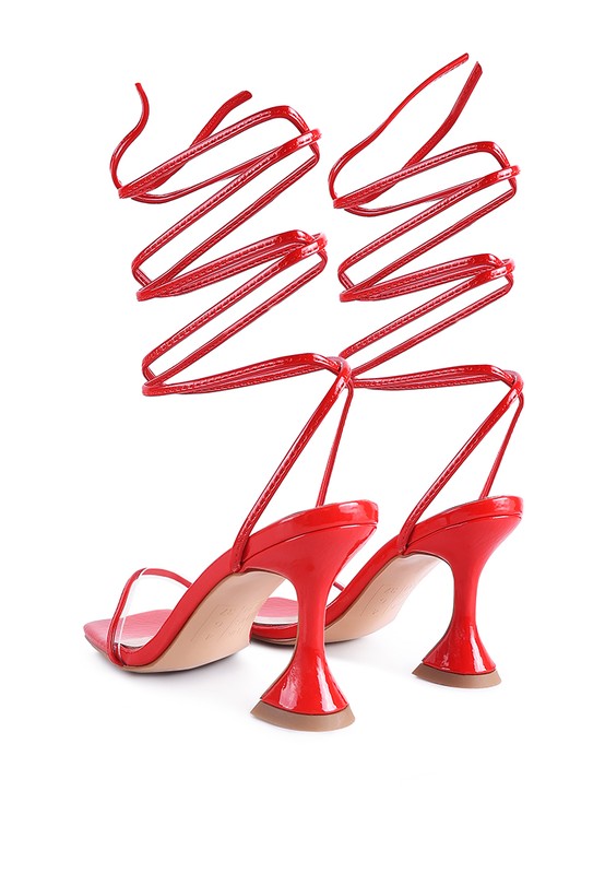 BITEN BERRY SPOOL HEELED LACE UP SANDAL - Faylinn & Co
