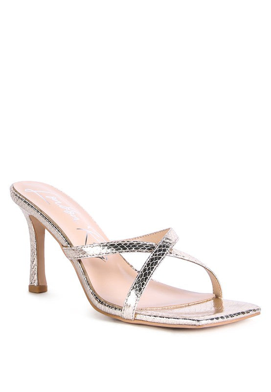 MURIEL CROC CROSS STRAP SLIDER SANDALS - Faylinn & Co