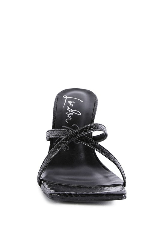 MURIEL CROC CROSS STRAP SLIDER SANDALS - Faylinn & Co