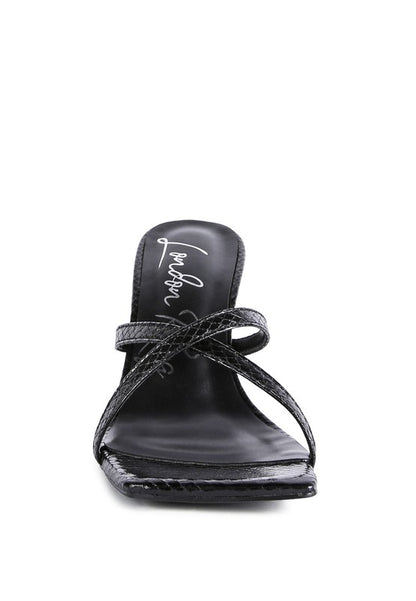 MURIEL CROC CROSS STRAP SLIDER SANDALS - Faylinn & Co
