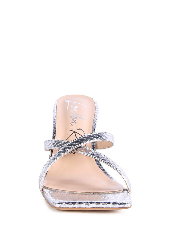 MURIEL CROC CROSS STRAP SLIDER SANDALS - Faylinn & Co