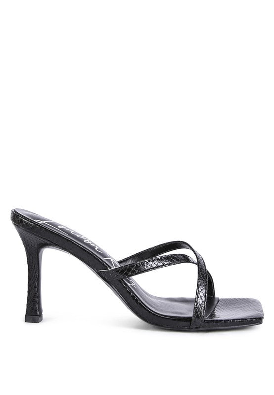 MURIEL CROC CROSS STRAP SLIDER SANDALS - Faylinn & Co