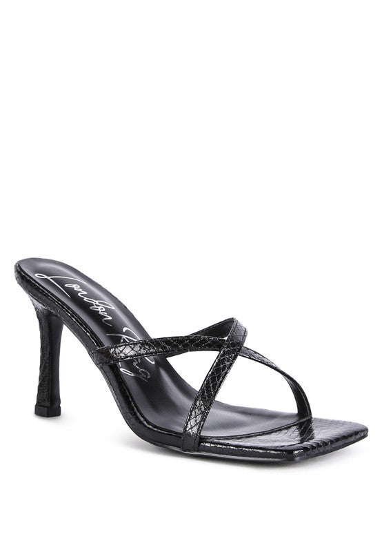 MURIEL CROC CROSS STRAP SLIDER SANDALS - Faylinn & Co