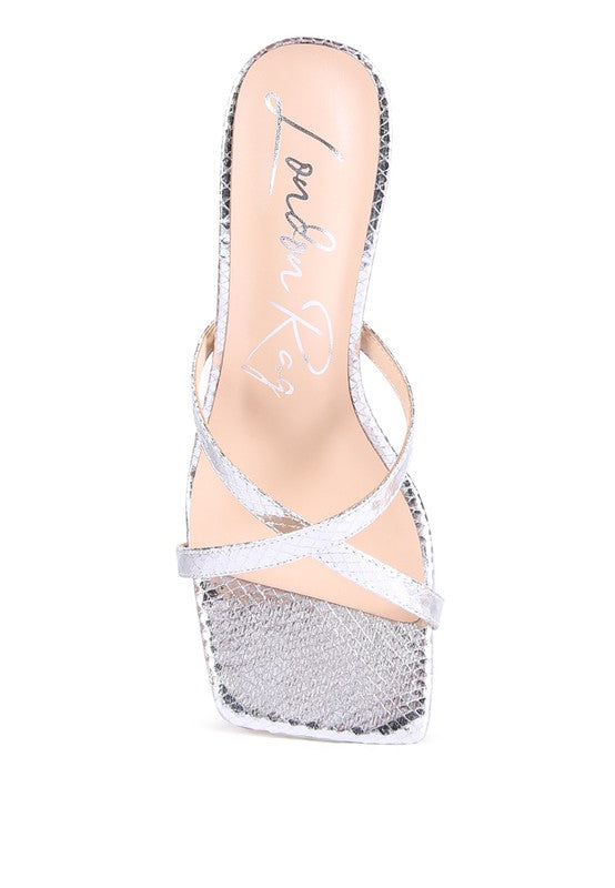 MURIEL CROC CROSS STRAP SLIDER SANDALS - Faylinn & Co