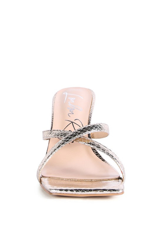 MURIEL CROC CROSS STRAP SLIDER SANDALS - Faylinn & Co