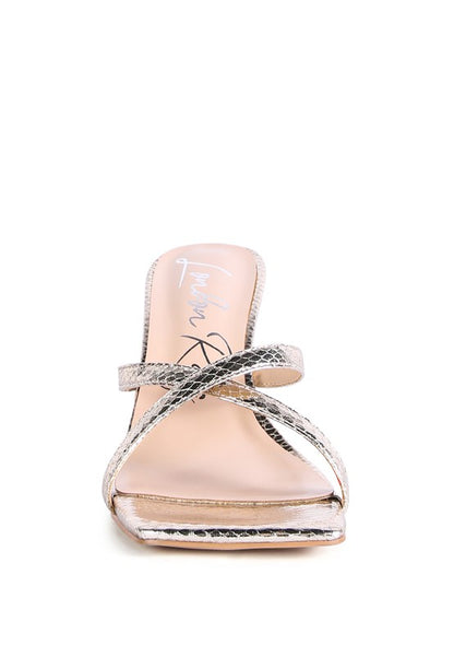MURIEL CROC CROSS STRAP SLIDER SANDALS - Faylinn & Co