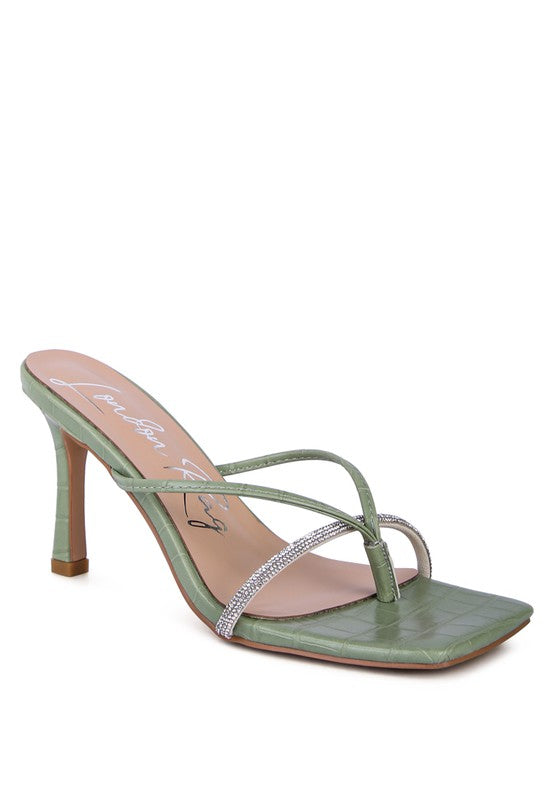 FETISH CROC RHINESTONE SLIDER SANDALS - Faylinn & Co