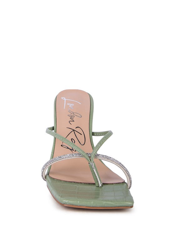 FETISH CROC RHINESTONE SLIDER SANDALS - Faylinn & Co
