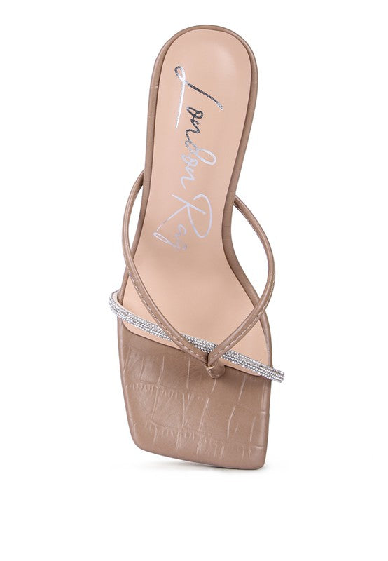 FETISH CROC RHINESTONE SLIDER SANDALS - Faylinn & Co
