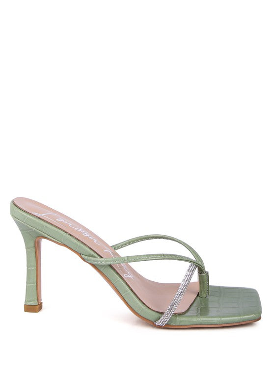 FETISH CROC RHINESTONE SLIDER SANDALS - Faylinn & Co