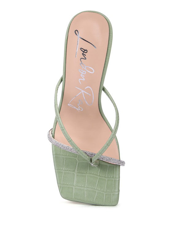 FETISH CROC RHINESTONE SLIDER SANDALS - Faylinn & Co