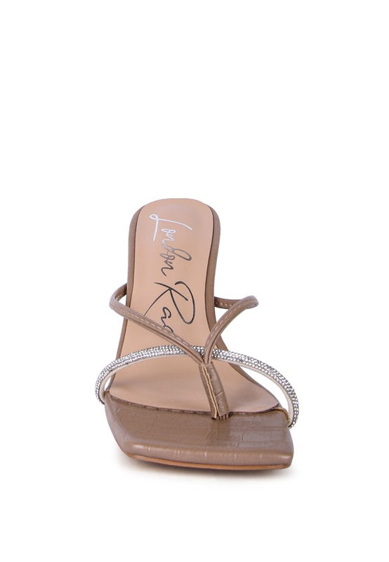 FETISH CROC RHINESTONE SLIDER SANDALS - Faylinn & Co