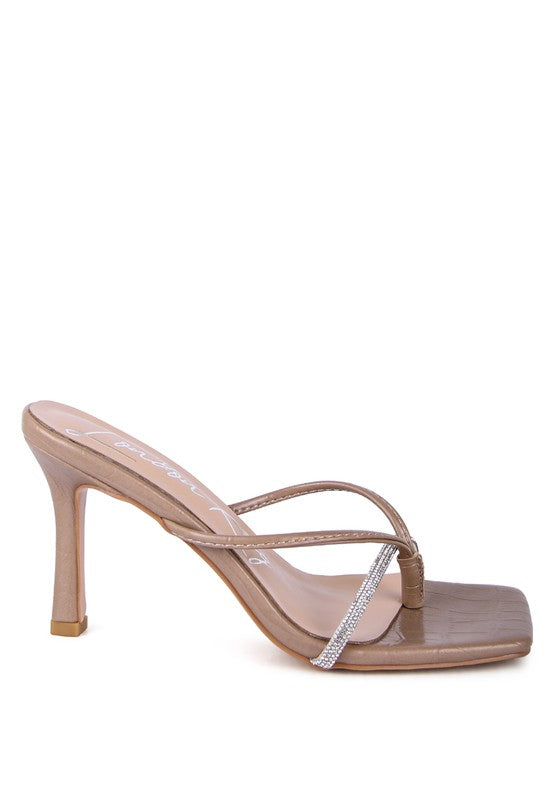 FETISH CROC RHINESTONE SLIDER SANDALS - Faylinn & Co