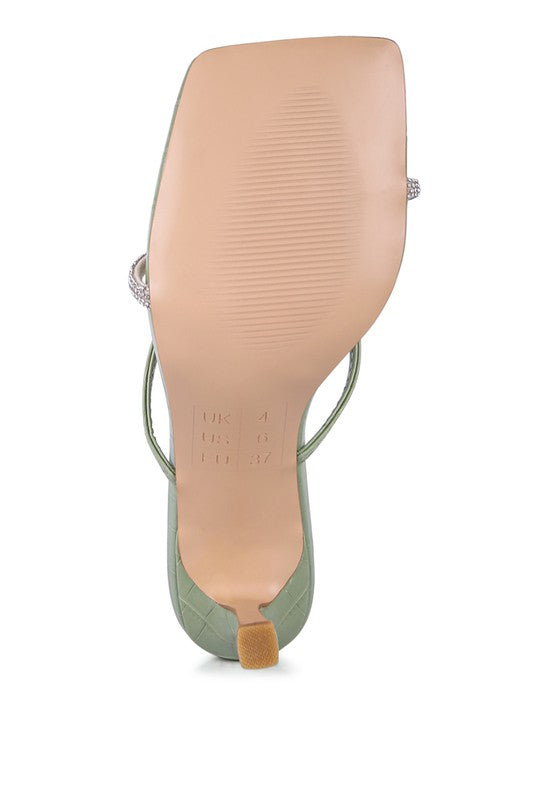FETISH CROC RHINESTONE SLIDER SANDALS - Faylinn & Co
