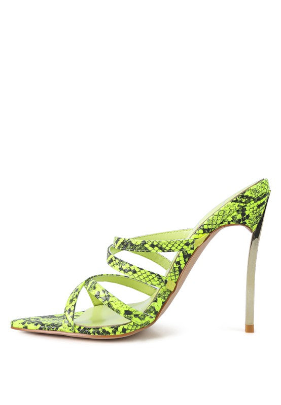 NIGHTCLUB HIGH HEELED NEON ANIMAL SANDALS - Faylinn & Co