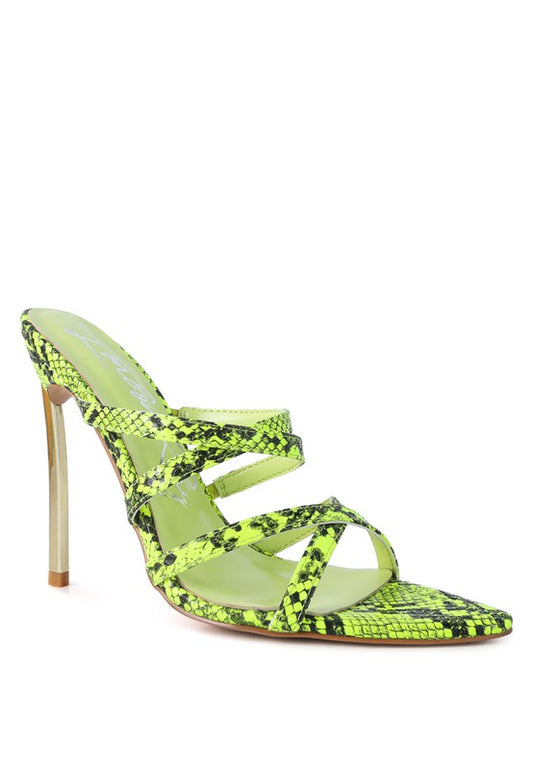 NIGHTCLUB HIGH HEELED NEON ANIMAL SANDALS - Faylinn & Co