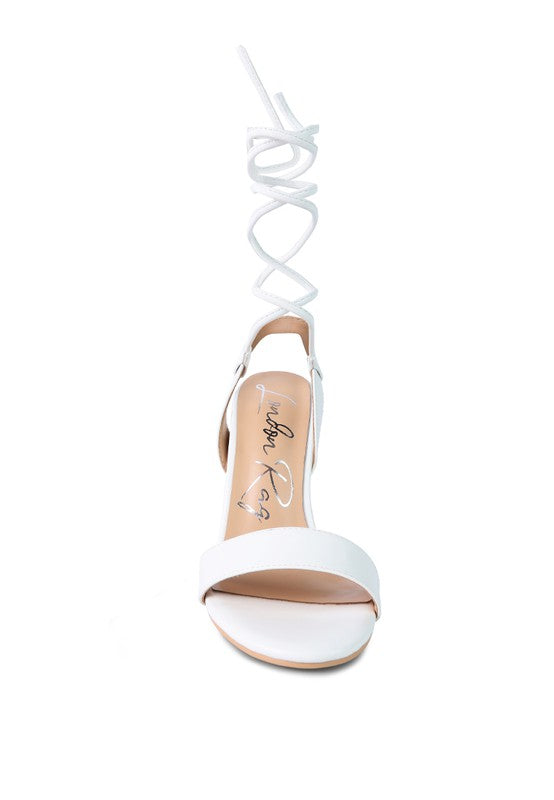 SHEENY CLEAR STILETTO LACE UP SANDAL - Faylinn & Co