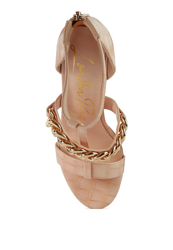BONITA METAL CHAIN ZIP UP SANDAL - Faylinn & Co