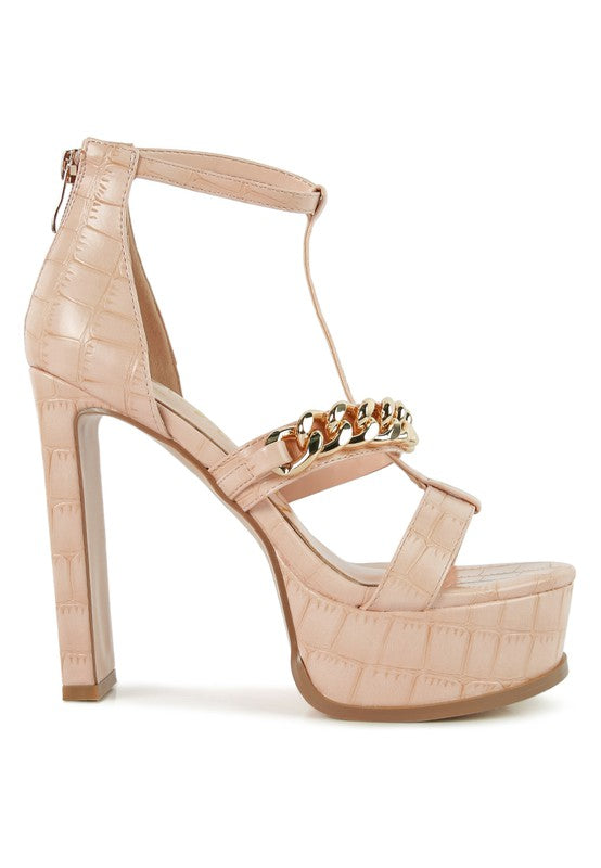BONITA METAL CHAIN ZIP UP SANDAL - Faylinn & Co