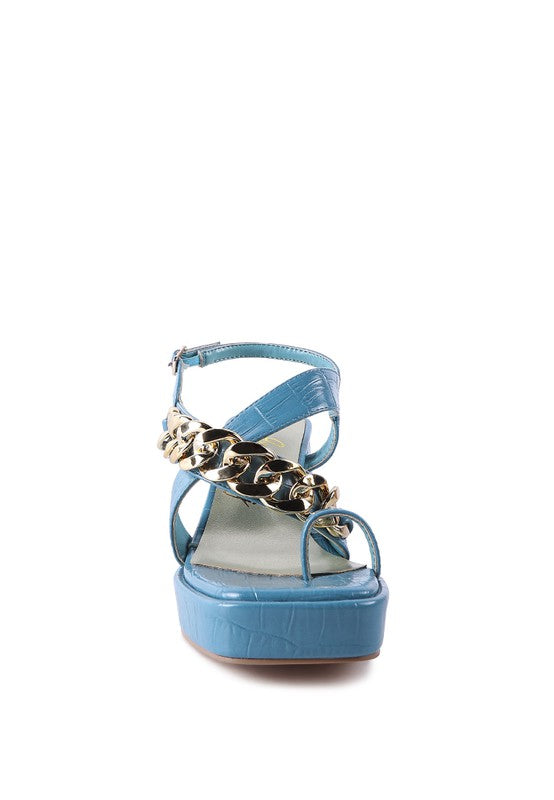 FRECKLIN METAL CHAIN STRAP CROC BLOCK SANDAL - Faylinn & Co