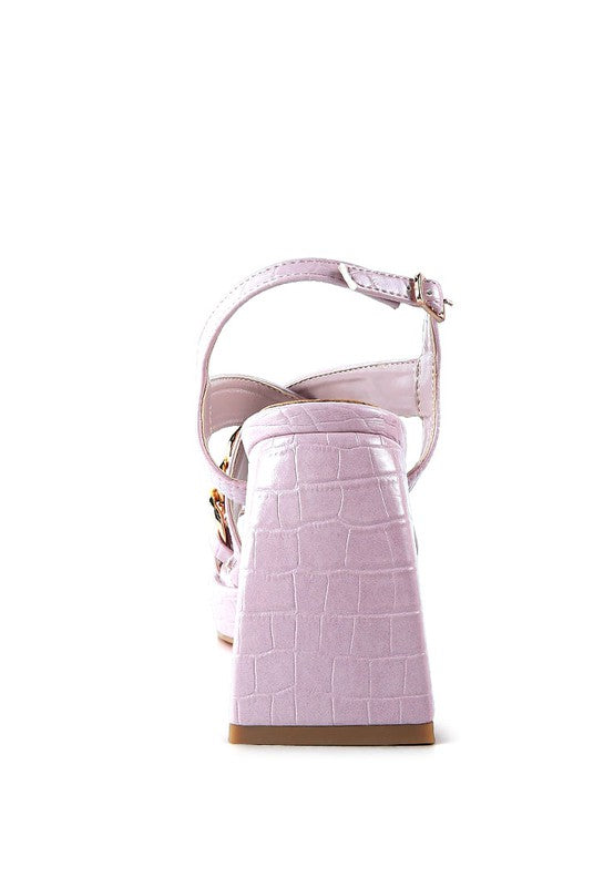 FRECKLIN METAL CHAIN STRAP CROC BLOCK SANDAL - Faylinn & Co