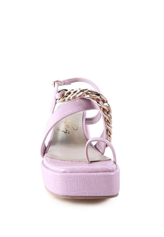 FRECKLIN METAL CHAIN STRAP CROC BLOCK SANDAL - Faylinn & Co