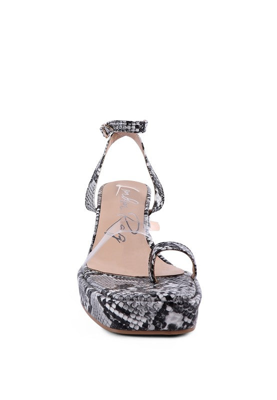 SUCH FLIRT SNAKE PATTERN BLOCK HEELED SANDALS - Faylinn & Co