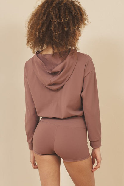 Cropped Hoodie Brushed Nylon - Faylinn & Co