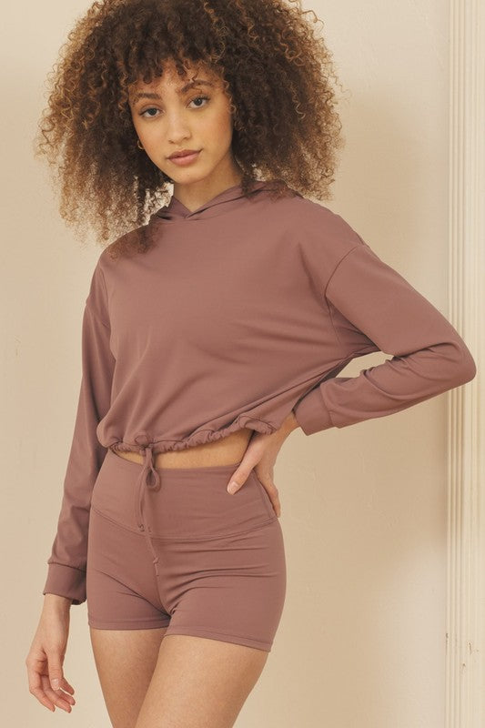 Cropped Hoodie Brushed Nylon - Faylinn & Co