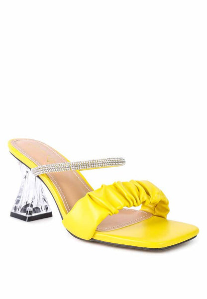 DATE LOOK CLEAR HEEL RHINESTONE SANDALS - Faylinn & Co