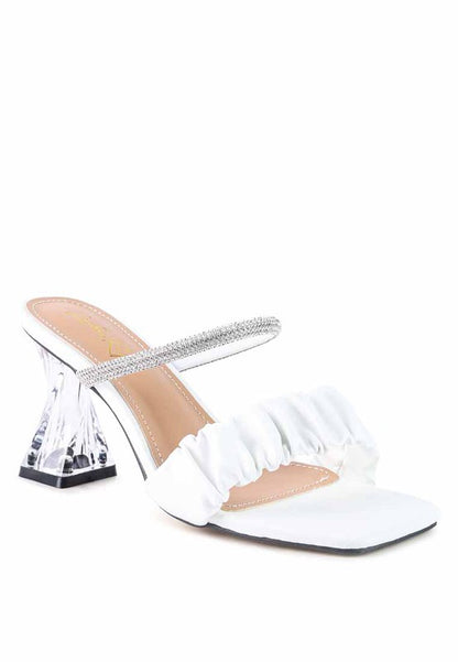 DATE LOOK CLEAR HEEL RHINESTONE SANDALS - Faylinn & Co