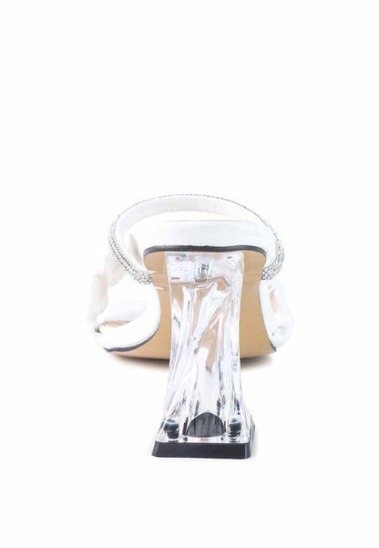 DATE LOOK CLEAR HEEL RHINESTONE SANDALS - Faylinn & Co