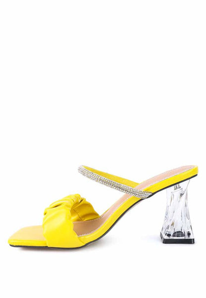 DATE LOOK CLEAR HEEL RHINESTONE SANDALS - Faylinn & Co