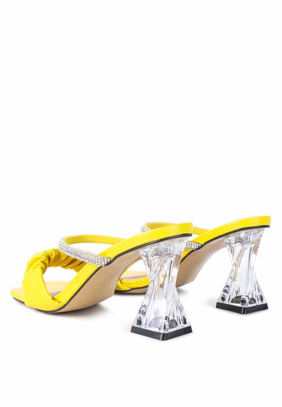 DATE LOOK CLEAR HEEL RHINESTONE SANDALS - Faylinn & Co