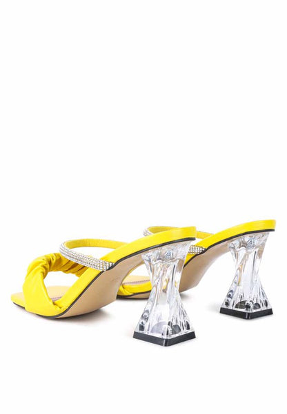 DATE LOOK CLEAR HEEL RHINESTONE SANDALS - Faylinn & Co