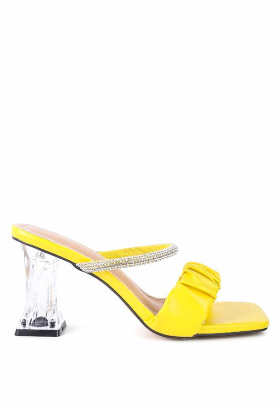 DATE LOOK CLEAR HEEL RHINESTONE SANDALS - Faylinn & Co