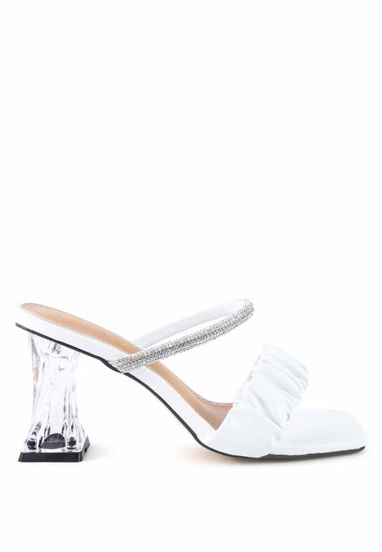 DATE LOOK CLEAR HEEL RHINESTONE SANDALS - Faylinn & Co