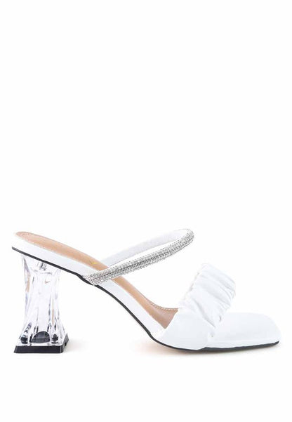 DATE LOOK CLEAR HEEL RHINESTONE SANDALS - Faylinn & Co