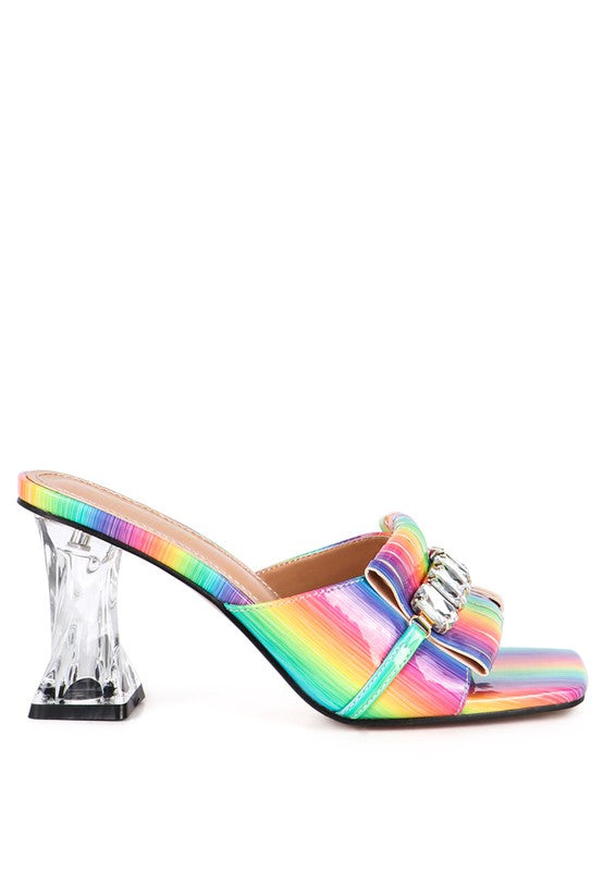 FANTASY CLEAR HEEL JEWEL SANDAL - Faylinn & Co