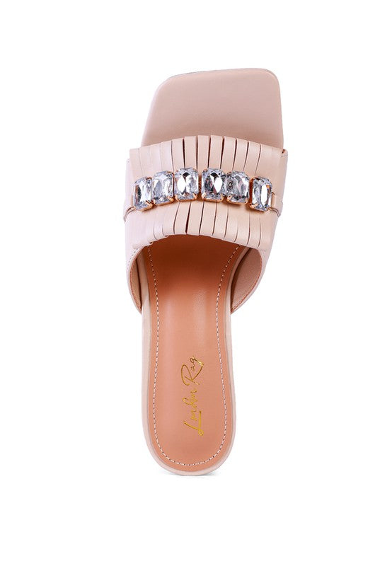 FANTASY CLEAR HEEL JEWEL SANDAL - Faylinn & Co