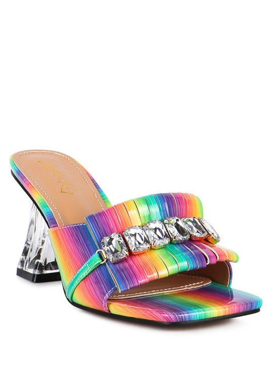 FANTASY CLEAR HEEL JEWEL SANDAL - Faylinn & Co