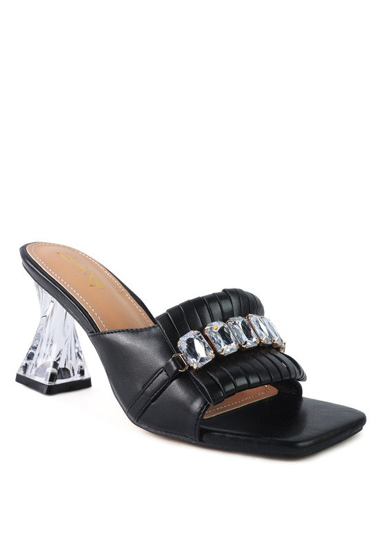 FANTASY CLEAR HEEL JEWEL SANDAL - Faylinn & Co