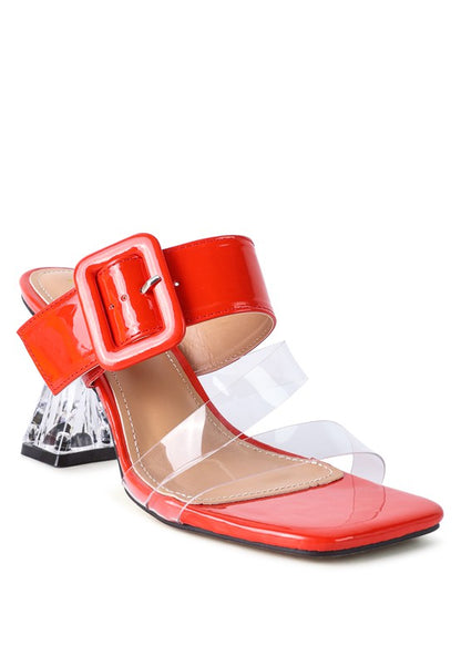 CITY GIRL PRINTED MID HEEL SLIDE SANDALS - Faylinn & Co