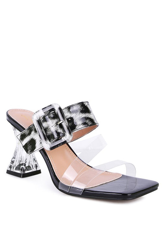 CITY GIRL PRINTED MID HEEL SLIDE SANDALS - Faylinn & Co