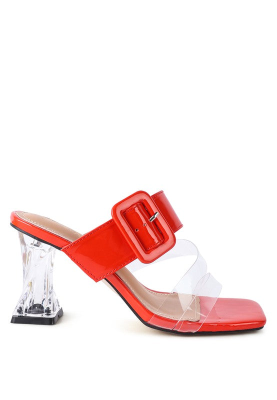 CITY GIRL PRINTED MID HEEL SLIDE SANDALS - Faylinn & Co