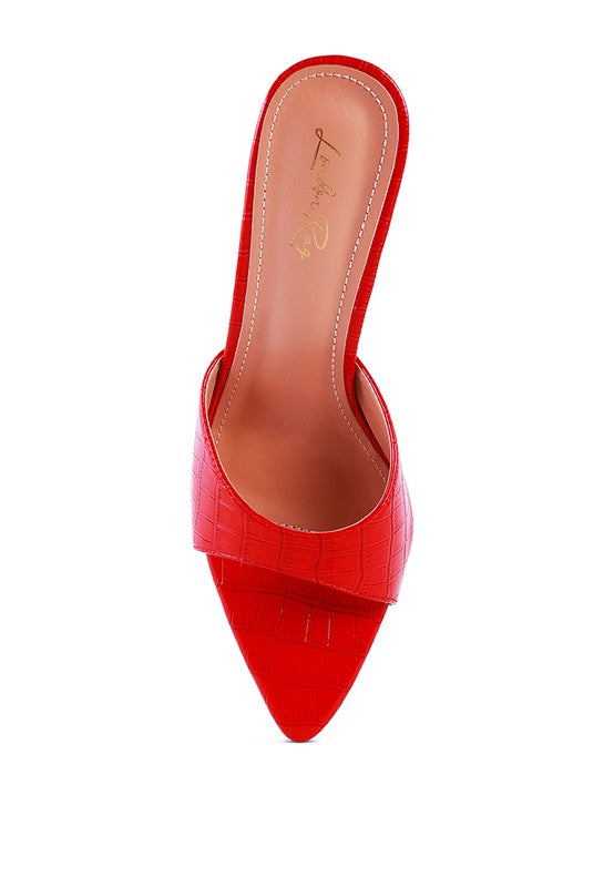 FRENCH CUT HIGH HEEL CROC SLIDES - Faylinn & Co